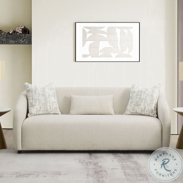 Etienne Beige Linen Living Room Set with 3 Pillows