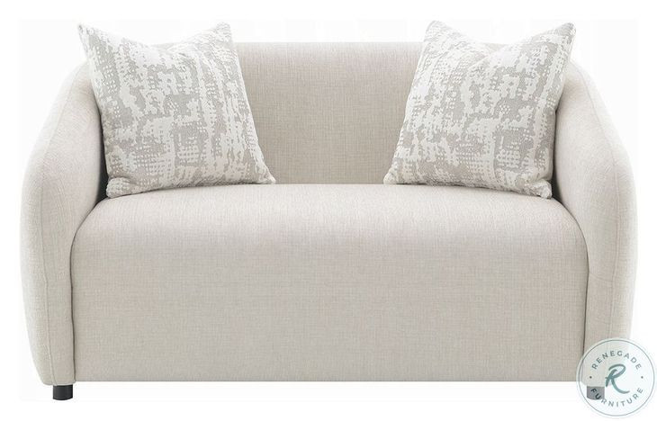 Etienne Beige Linen 67" Loveseat with 3 Pillows