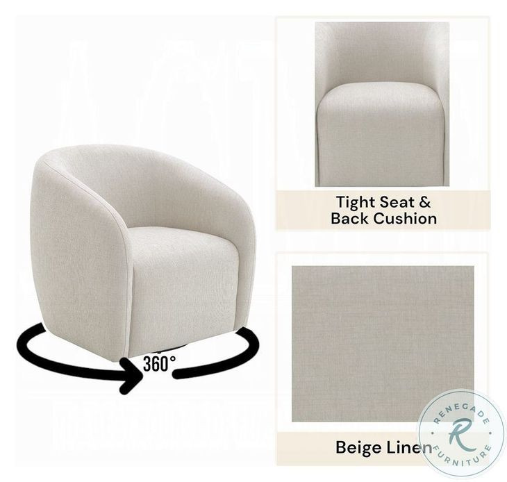 Etienne Beige Linen Chair with Swivel