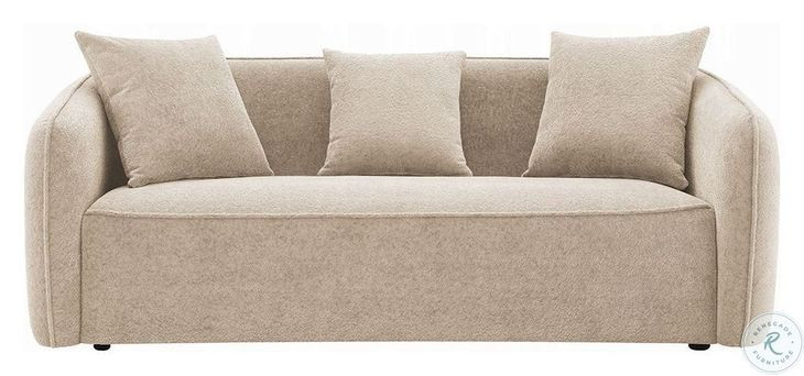 Keith Beige Chenille 79" Sofa with 3 Pillows