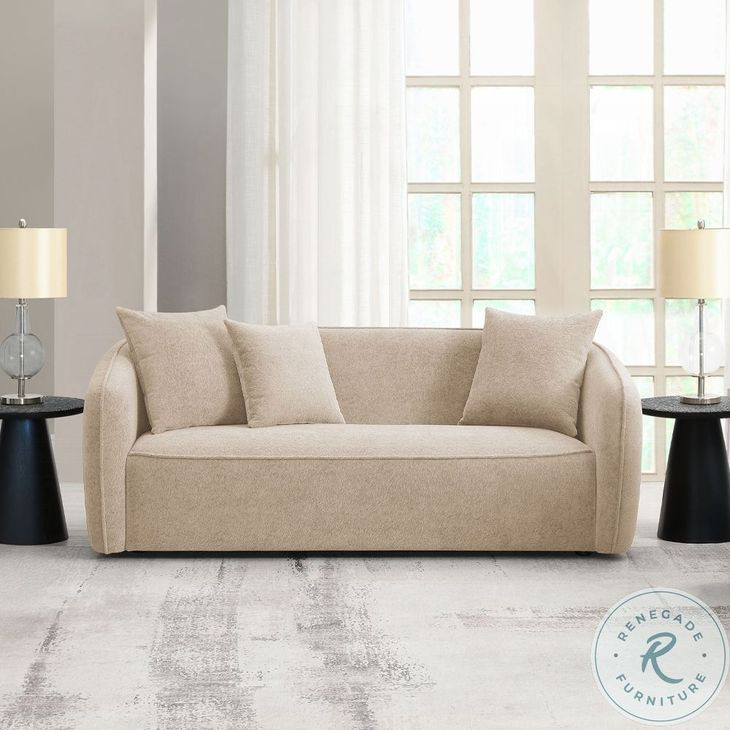 Keith Beige Chenille 79" Sofa with 3 Pillows