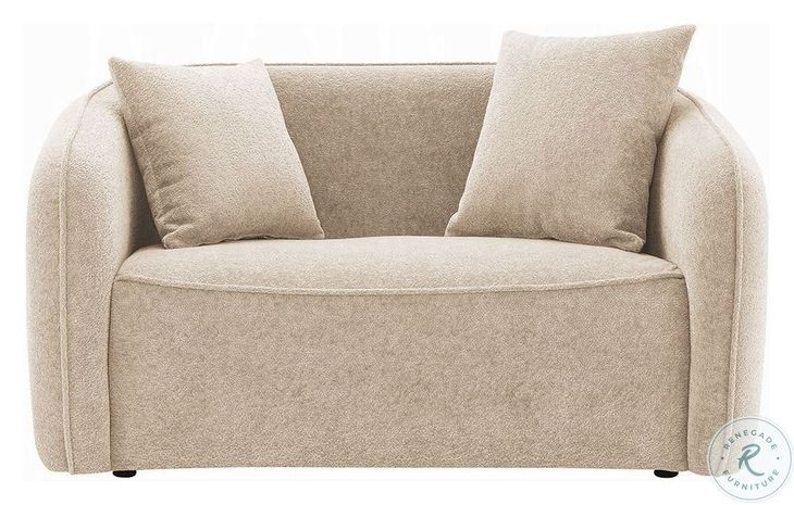 Keith Beige Chenille 57" Loveseat with 2 Pillows