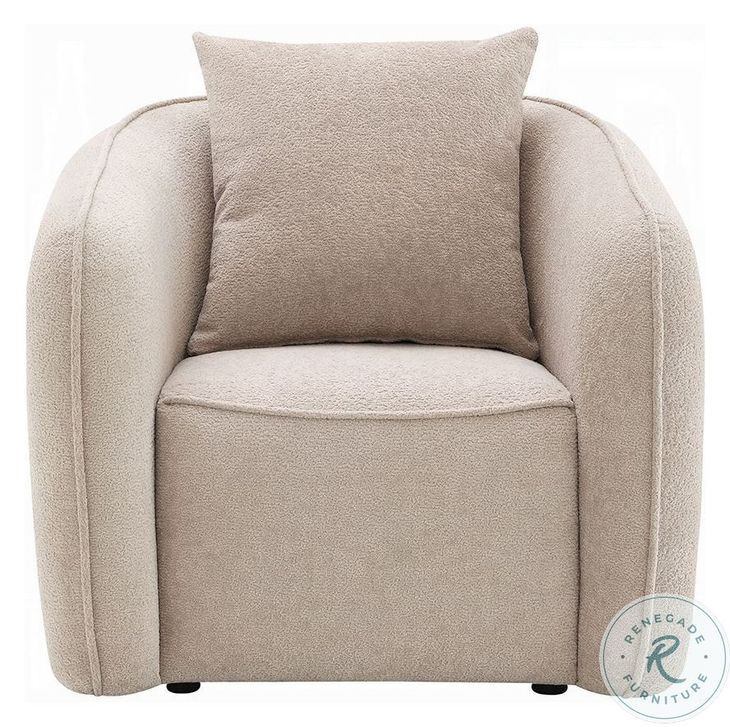 Keith Beige Chenille Chair with Pillow