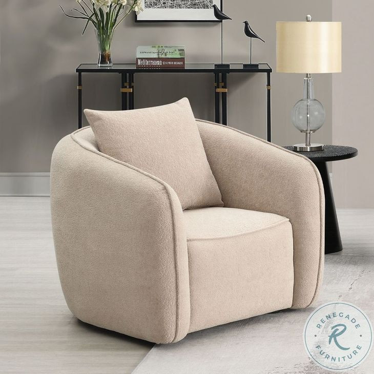 Keith Beige Chenille Chair with Pillow