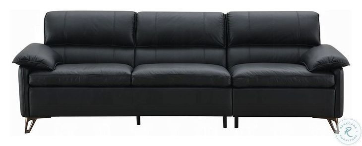 Eilene Black Top Grain Leather 109" Sofa