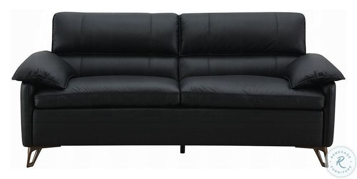 Eilene Black Top Grain Leather 83" Loveseat