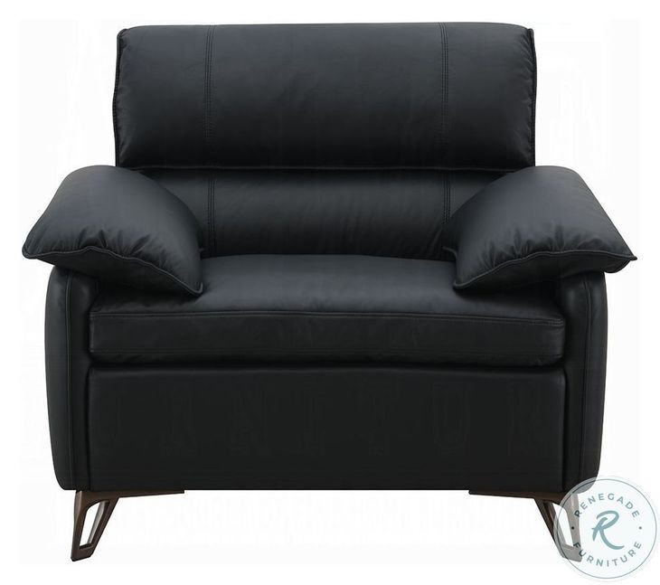 Eilene Black Top Grain Leather Chair