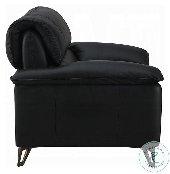 Eilene Black Top Grain Leather Living Room Set