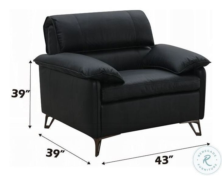 Eilene Black Top Grain Leather Chair