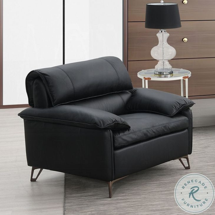 Eilene Black Top Grain Leather Chair