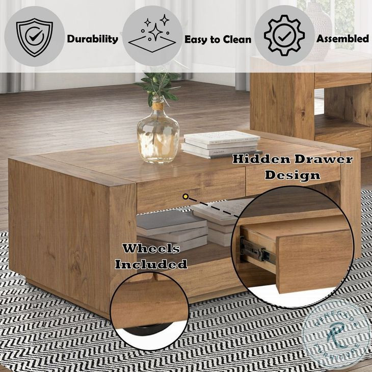Harlan Oak Rectangular Coffee Table