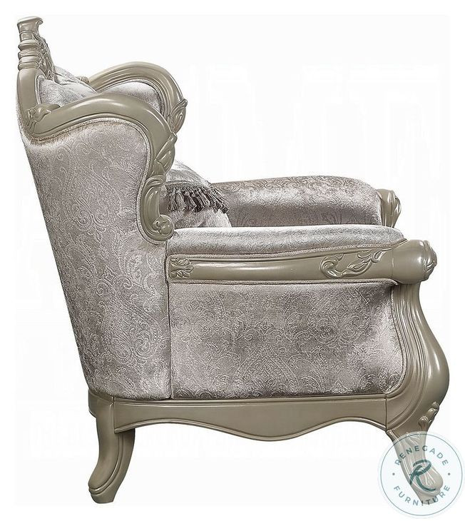 Libertee Beige Fabric and Champagne Living Room Set with 5 Pillows