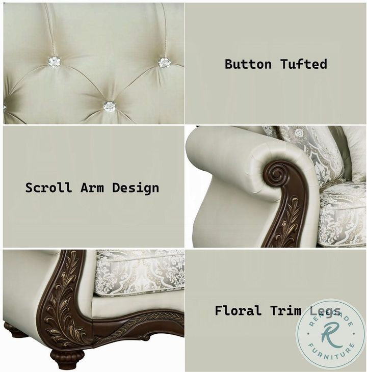 Pierce Beige Fabric and Cherry 69" Loveseat with 3 Pillows