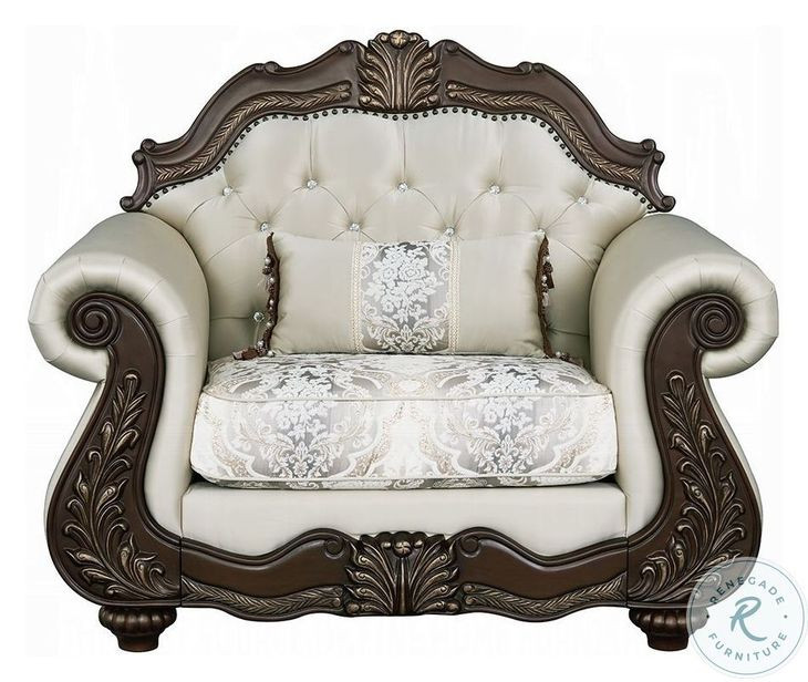 Pierce Beige Fabric and Cherry Chair with Pillow