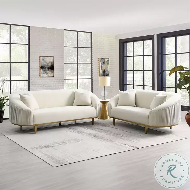 Martina Ivory Velvet Living Room Set with 2 Pillows from ACME