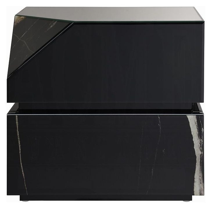 Drisana Black Rectangular Glass Top End Table