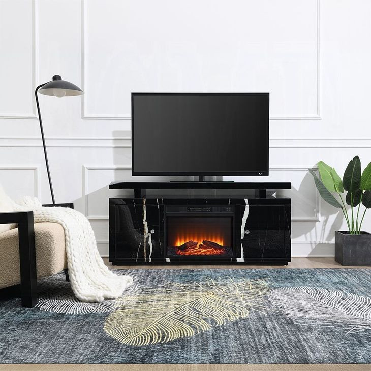 Drisana Black 59" TV Stand with Electric Fireplace