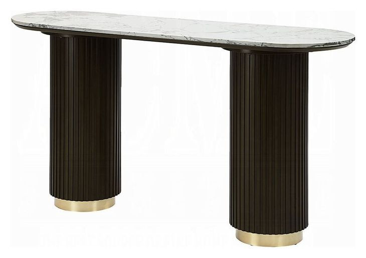 Clayten White and Espresso Marble Top Occassional Table Set