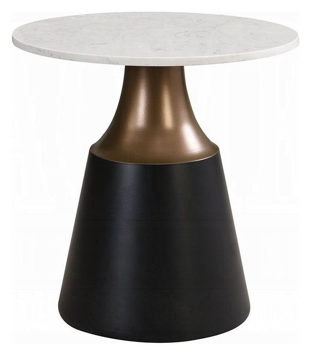 Jaramillo White and Black Round Marble Top End Table