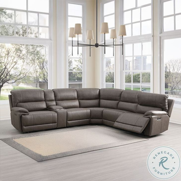 Kantu Brown Synthetic Leather Reclining Sectional Sofa
