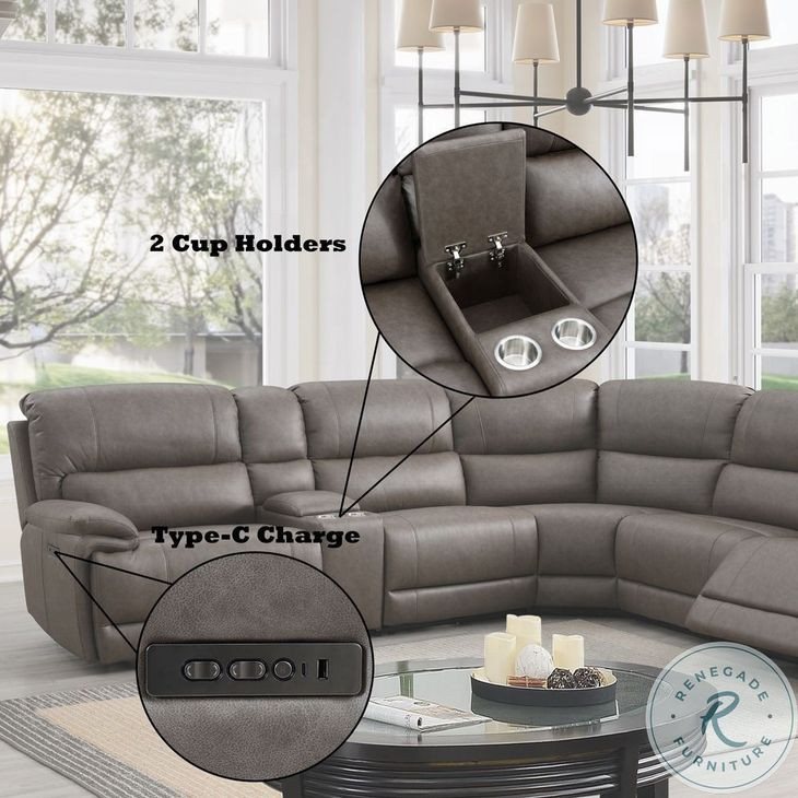 Kantu Brown Synthetic Leather Reclining Sectional Sofa