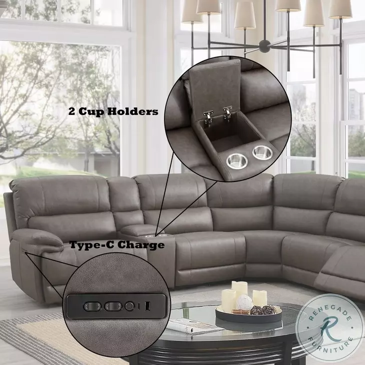 Kantu Brown Synthetic Leather Reclining Sectional Sofa