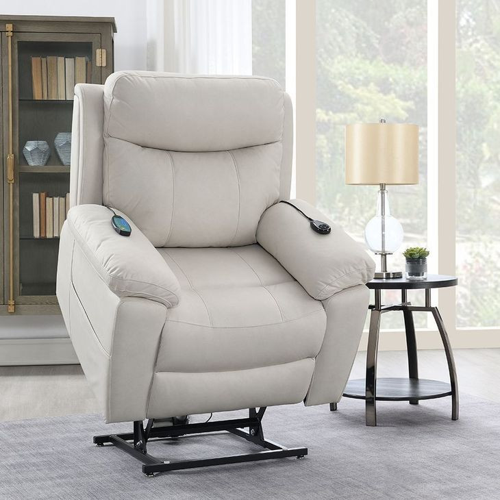 Chriki Beige Power Lift Recliner with Heating and Massage