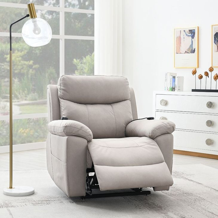 Chriki Light Gray Power Lift Recliner with Heating and Massage