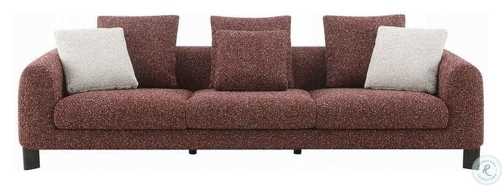 Mardi Maroon Tweed 109" Sofa with 3 Pillows