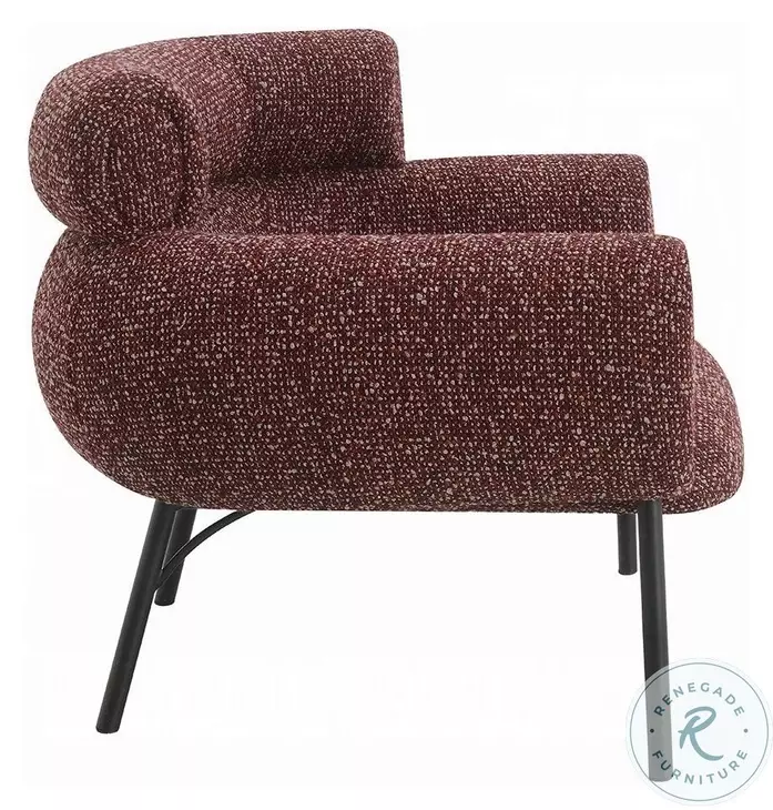 Mardi Maroon Tweed Living Room Set with 3 Pillows