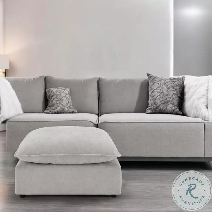 Marisa Beige Boucle Modular Square Ottoman