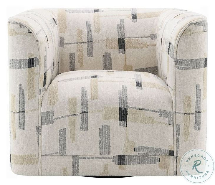 Darya Beige Pattern Fabric Chair with Swivel