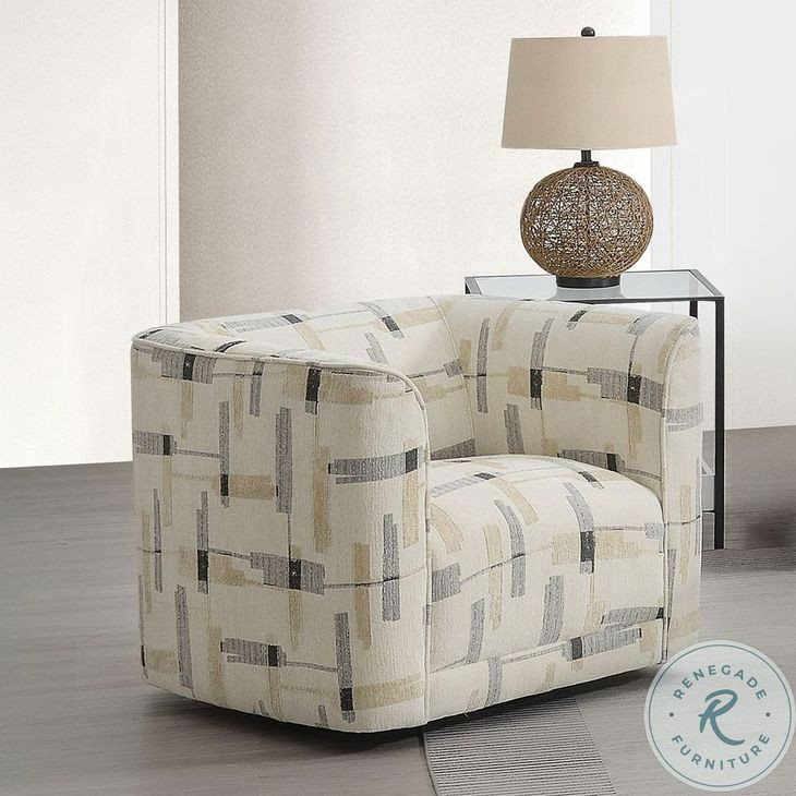 Darya Beige Pattern Fabric Chair with Swivel