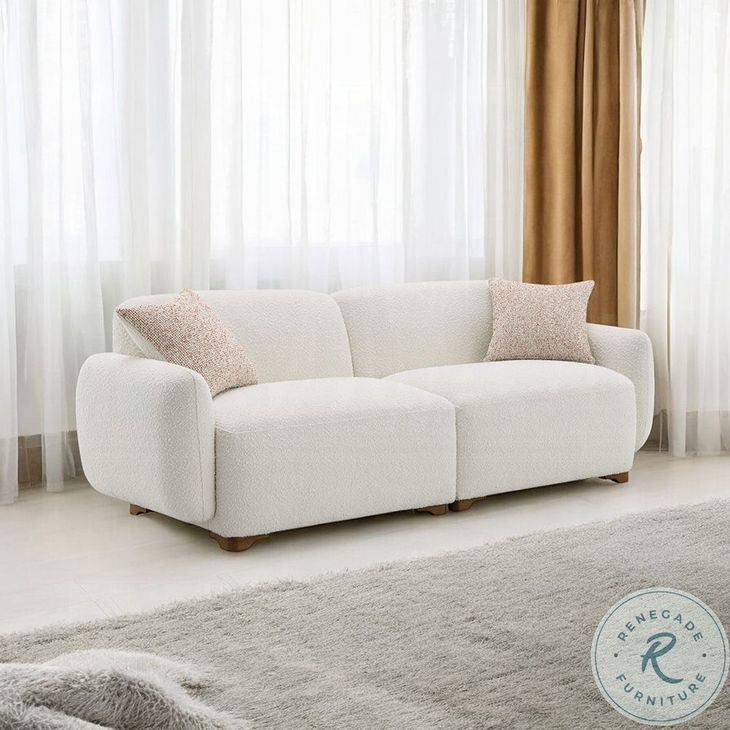 Darius Beige Boucle 88" Sofa with 2 Pillows