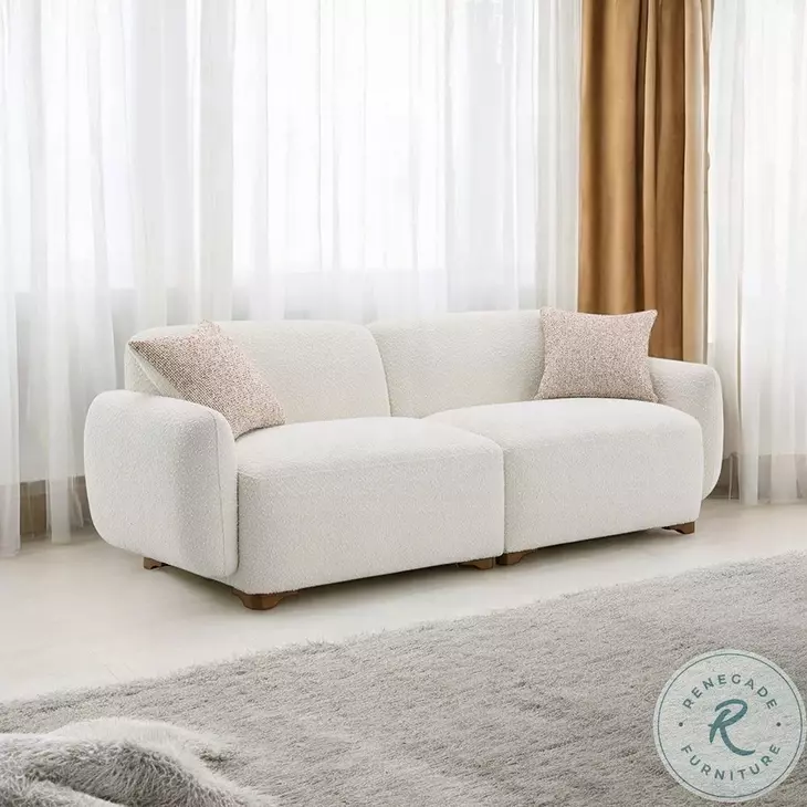 Darius Beige Boucle 88" Sofa with 2 Pillows