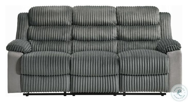 Lesley Gray Corduroy and Velvet 81" Reclining Sofa