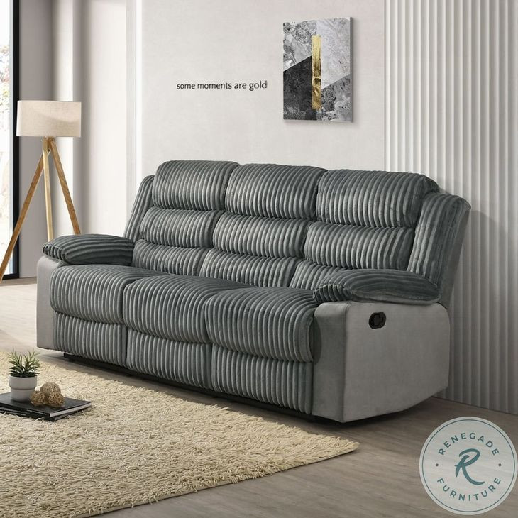 Lesley Gray Corduroy and Velvet 81" Reclining Sofa