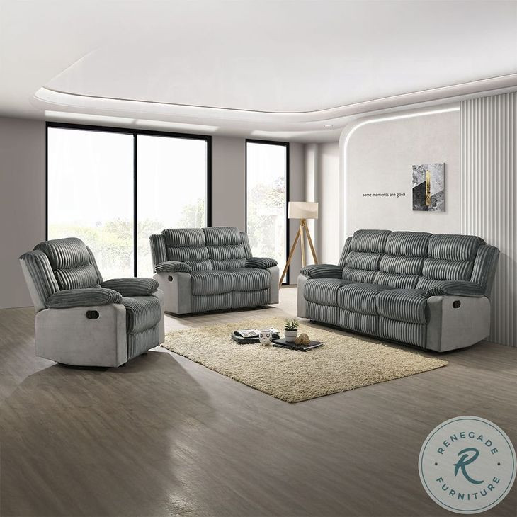 Lesley Gray Corduroy and Velvet 81" Reclining Sofa