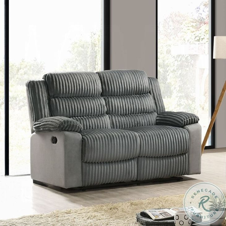 Lesley Gray Corduroy and Velvet 61" Reclining Loveseat