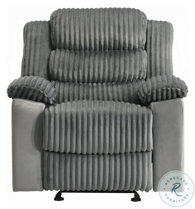 Lesley Gray Corduroy and Velvet Glider Recliner