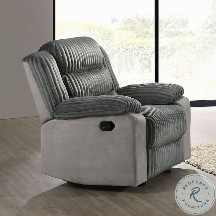 Lesley Gray Corduroy and Velvet Glider Recliner