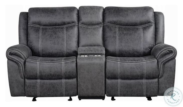 Zubaida Dark Gray Polish Microfiber 75" Power Reclining Loveseat with USB Charging
