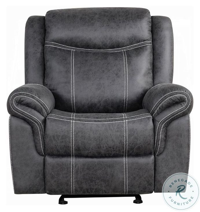 Zubaida Dark Gray Polish Microfiber Power Glider Recliner with USB Charging
