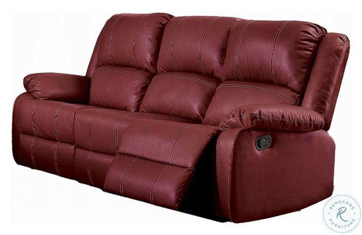 Zuriel Red Synthetic Leather 81" Reclining Sofa