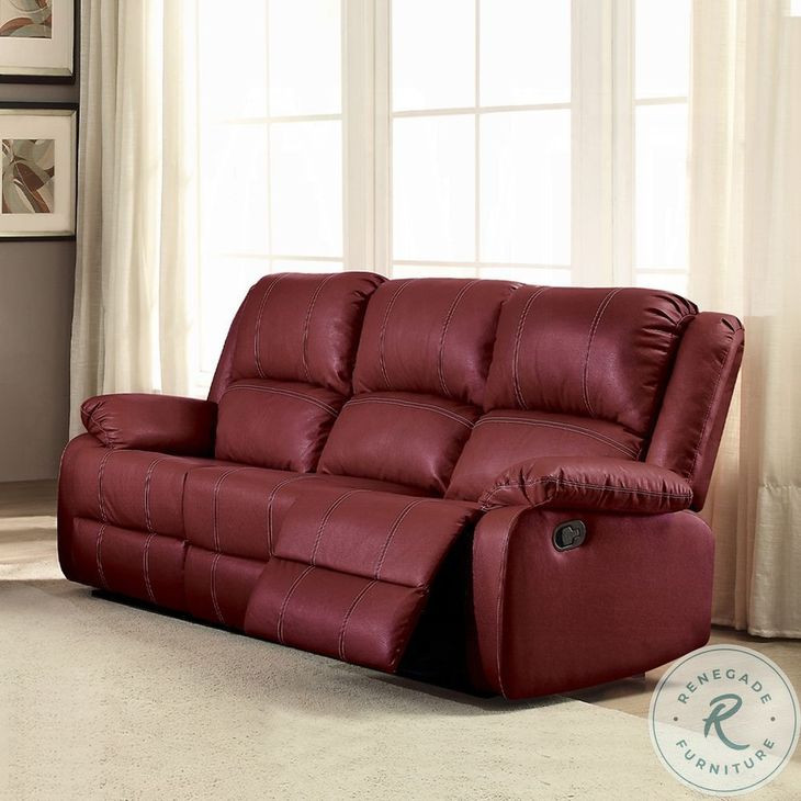 Zuriel Red Synthetic Leather Reclining Living Room Set