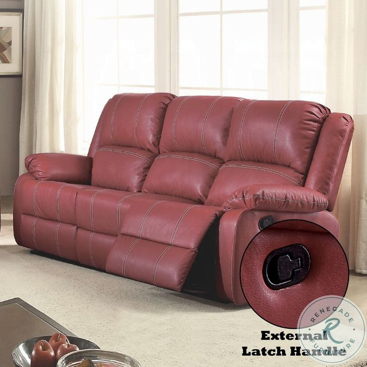 Zuriel Red Synthetic Leather 81" Reclining Sofa