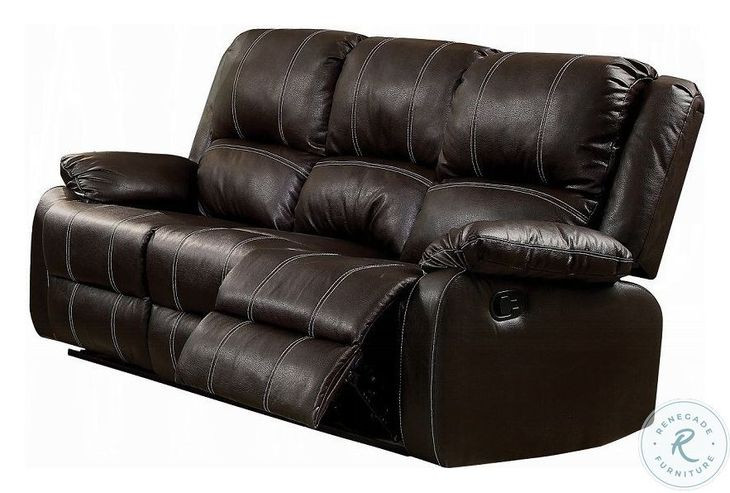 Zuriel Brown Synthetic Leather 78" Reclining Sofa