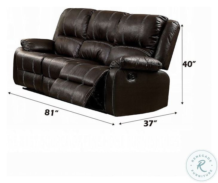 Zuriel Brown Synthetic Leather 78" Reclining Sofa