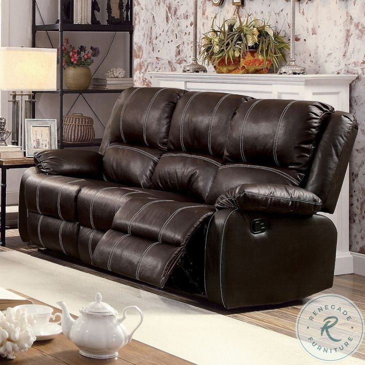 Zuriel Brown Synthetic Leather 78" Reclining Sofa