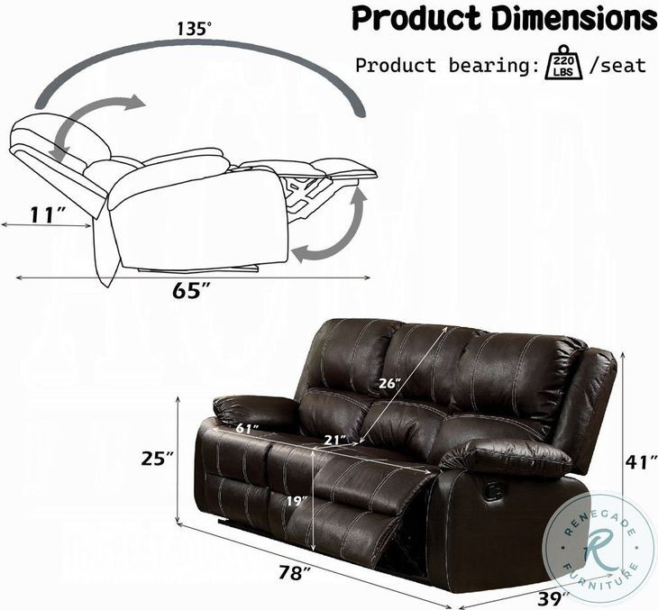 Zuriel Brown Reclining 78" Sofa
